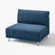 Single UPPÅKRA sofa, blue-striped, modern design with chrome legs.