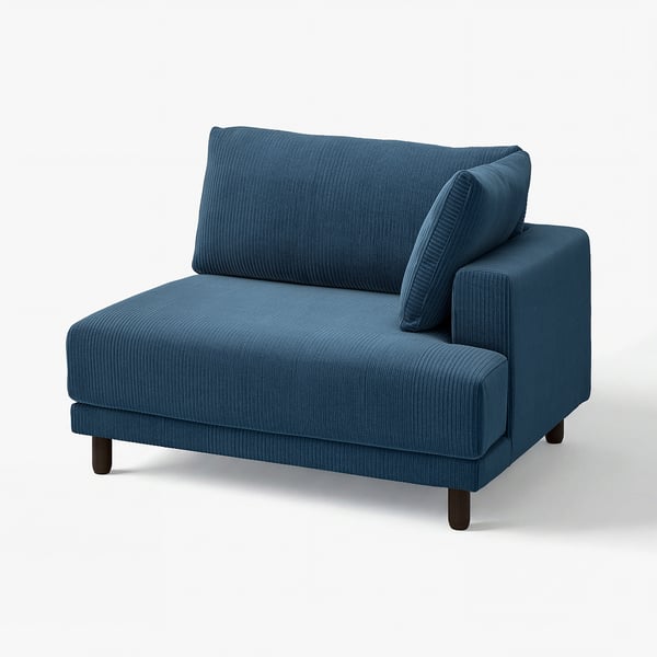 This is an UPPÅKRA blue cushioned sofa, featuring a modern design with wooden legs and a comfortable, spacious seating area.