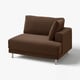Brown l-shaped sectional sofa with metal legs, textured fabric.