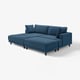 UPPÅKRA blue sectional sofa, modern design, wood legs, cosy cushions.