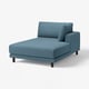 Blue UPPÅKRA chaise lounge, modern, cushioned, wooden legs.