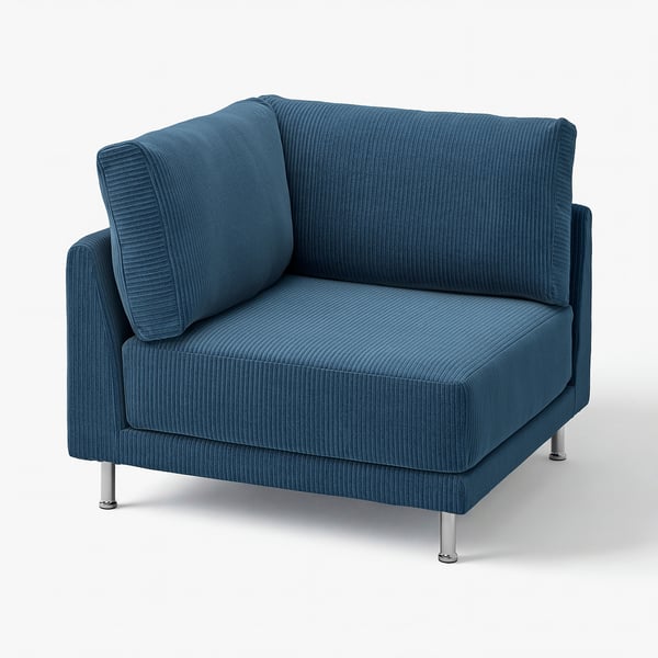 UPPÅKRA sofa, blue, rectangular, modern design, cushioned comfort, chrome legs.