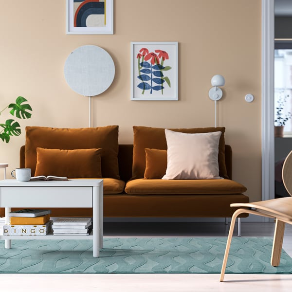 VÄXELFEL Rug, low pile, blue, 133x195 cm