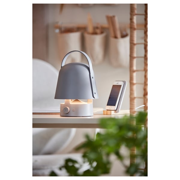 VAPPEBY Bluetooth speaker lamp, outdoor/grey