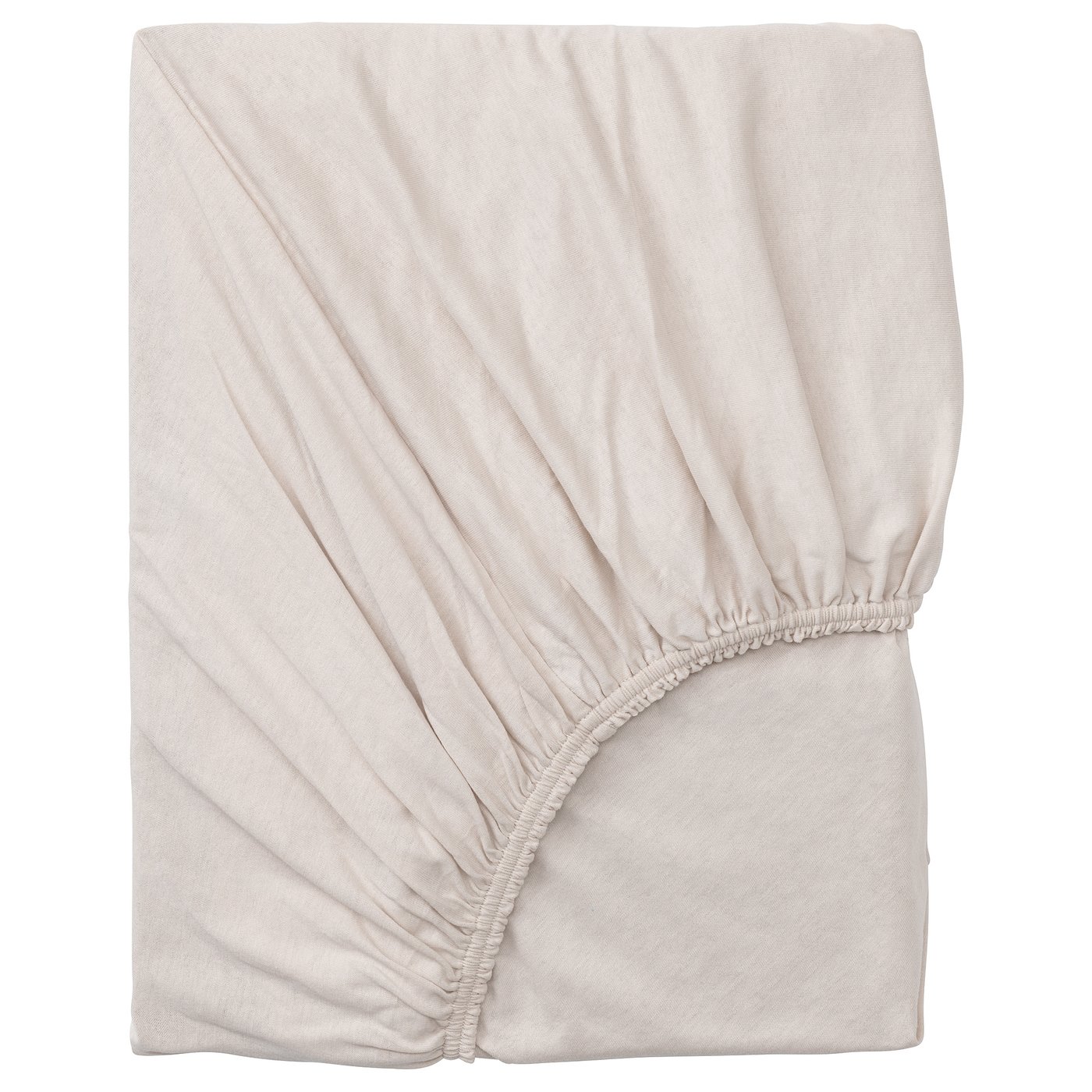 Fitted sheet, VÅRVIAL, light beige, 100% cotton, rectangular, elastic edges.