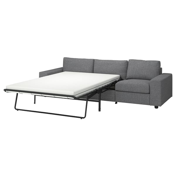 VIMLE grey sofa-bed with cotton cover, foam mattress, clean design.