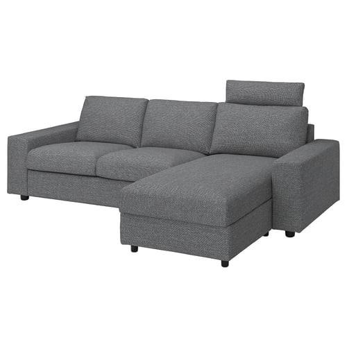 VIMLE gray l-shaped sofa, modern design, durable fabric, 10-year guarantee.