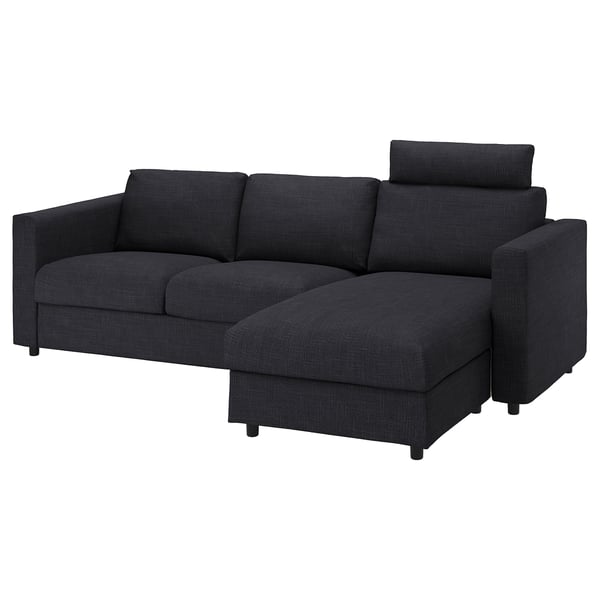 VIMLE dark grey sectional sofa with removable cushions, including a chaise longue, offering both comfort and style.