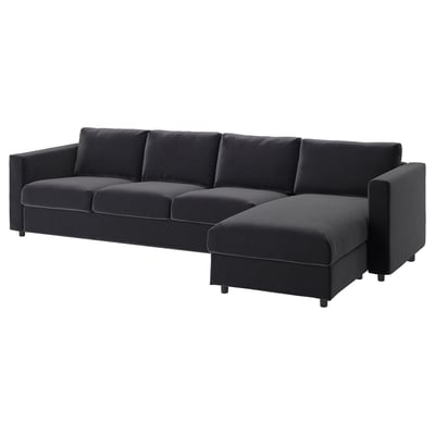 A gray VIMLE sectional sofa with a chaise lounge, featuring a modern design and dark-colored fabric.