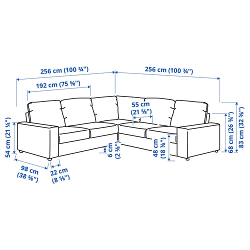 Illustration with measurements for the product: VIMLE.