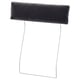 Black VIMLE headrest cushion, smooth velvet, attaches to sofa for neck support.