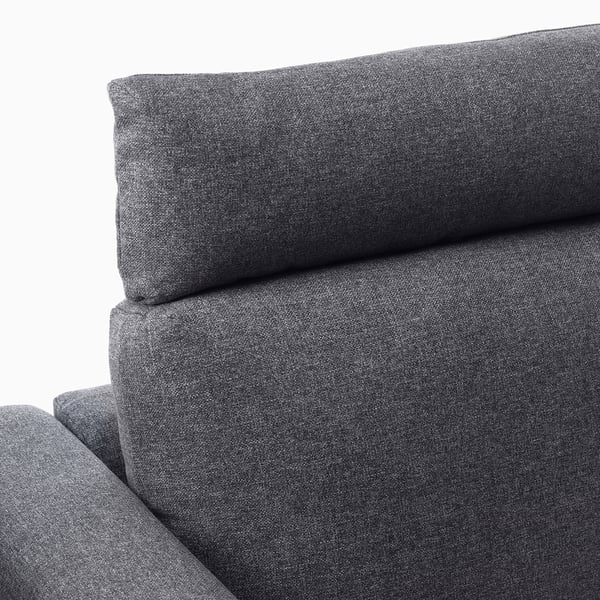 A plush, grey fabric sofa with sturdy construction and comfortable cushions.