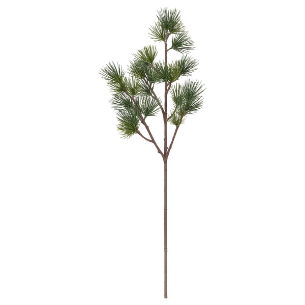 VINTERFINT green artificial pine branch with green leaves, straight brown stem.