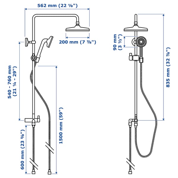 Illustration with measurements for the product: VOXNAN.