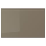VOXTORP drawer front, dark grey-brown, sleek, glossy, rectangle, smooth edges.