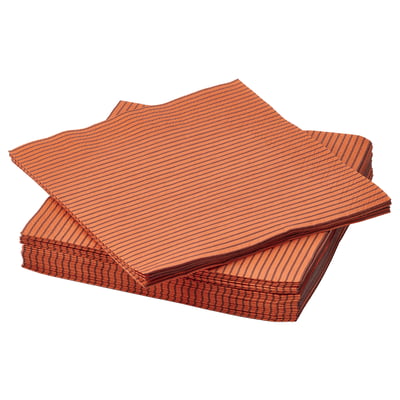 HÖSTAGILLE Guardanapo de papel, às riscas/laranja, 33x33 cm