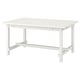 Mesa de jantar NORDVIKEN de madeira branca. Design retangular e robusto com folhas extensíveis para assentos extras.