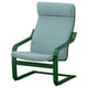 POÄNG Poltrona, verde escuro/Kelinge azul acinzentado