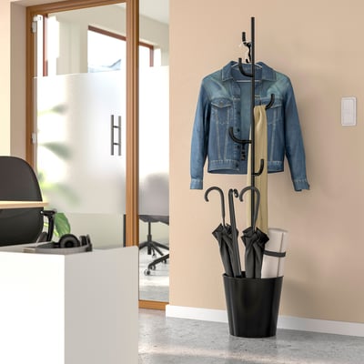 ÄLGANÄS حامل معاطف وقبعات, أسود, ‎173x33 سم‏