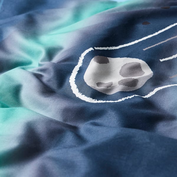 AFTONSPARV غطاء لحاف وغطاء مخدة, مساحة/أزرق, 150x200/50x80 سم