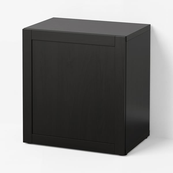 BESTÅ وحدة رف مع باب, أسود-بني/Hanviken أسود-بني, 60x42x64 سم