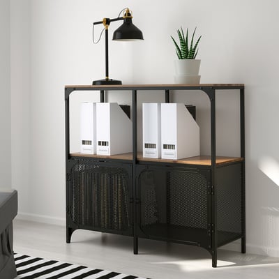 FJÄLLBO وحدة رفوف, أسود, 100x95 سم