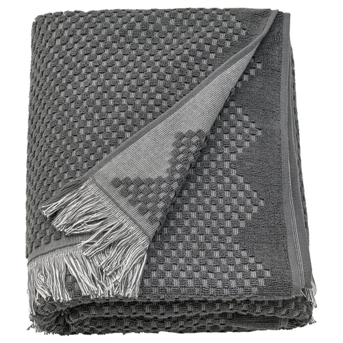 FJÄLLSTARR منشفة حمّام, رمادي غامق, 100x150 سم