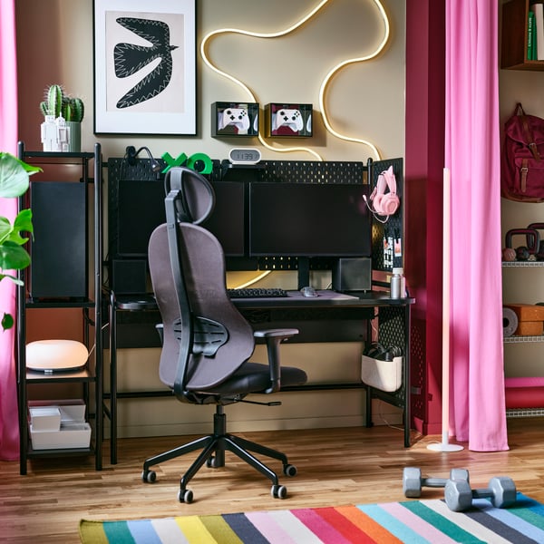 FRÖSKELÅS مكتب ألعاب, أسود, ‎144x71 سم‏