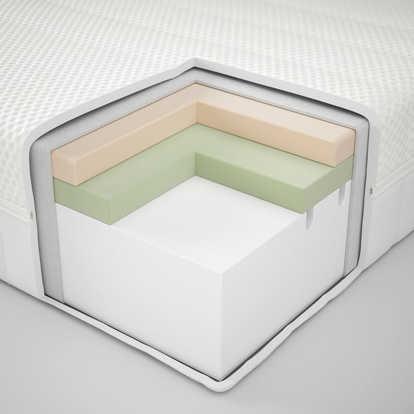 GLAMBERGET هيكل سرير مع تخزين ومرتبة, صنوبر/Åkrehamn متين., ‎90x200 سم‏