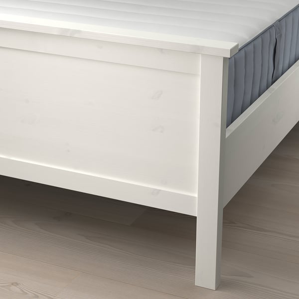 HEMNES هيكل سرير مع مرتبة, أبيض/Valevåg متين., 180x200 سم