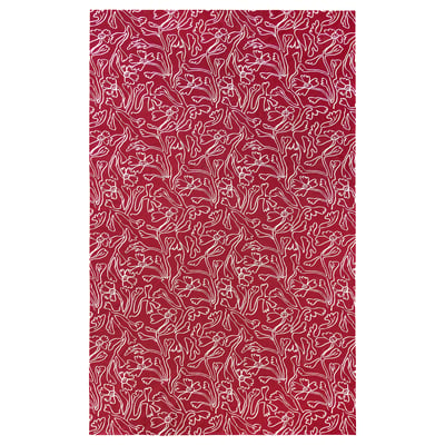 HÖSTAGILLE مفرش طاولة, أحمر أبيض/نقش زهور, 145x240 سم