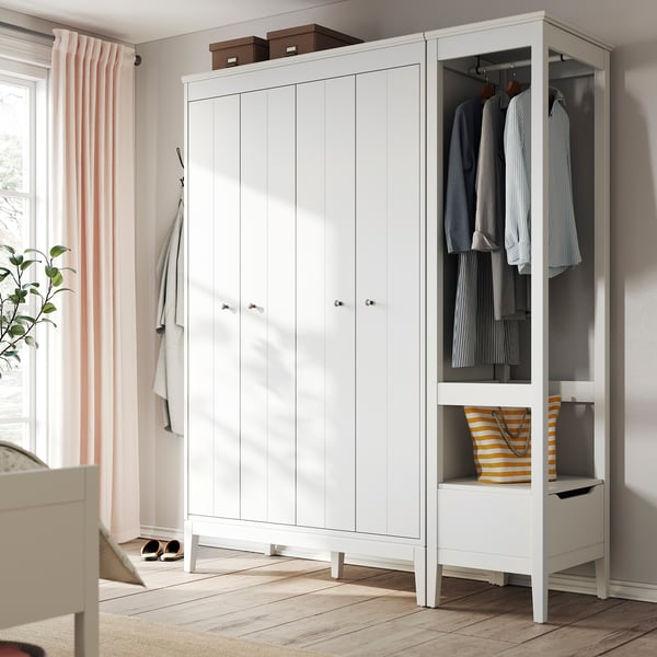 IDANÄS تشكيلة دولاب ملابس., أبيض, 180x59x211 سم