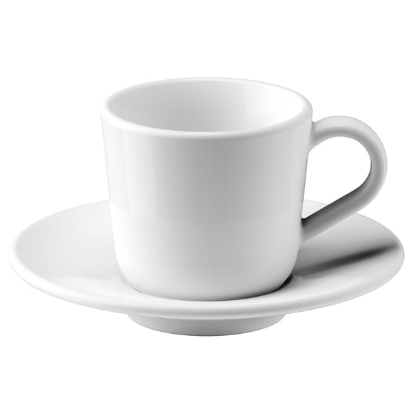 IKEA 365+ كوب إسبرَسو وصحن, أبيض, 6 سل