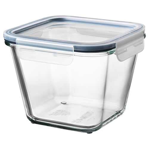 IKEA 365+ حافظة طعام بغطاء, مربّع زجاج/بلاستيك, 1.2 ل