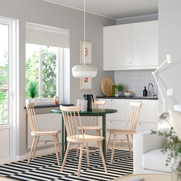 IKEA PS 2026 / HÖGVED طاولة و 4 كراسي, أخضر/صنوبر, 96 سم