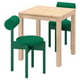IKEA PS 2026 طاولة وكرسيان, صنوبر/Knäbäck أخضر ساطع, ‎70x70 سم‏