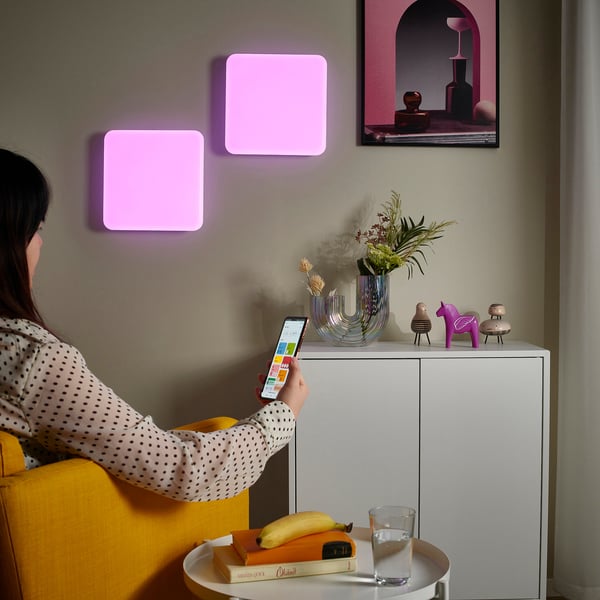 JETSTRÖM لوحة إضاءة حائطية LED, ذكي إضاءة قابلة للتعتيم/سلك داخلي طيف أبيض وملون, 30x30 سم