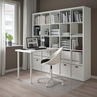 KALLAX / LINNMON تشكيلة مكتب, أبيض, ‎182x139x182 سم‏