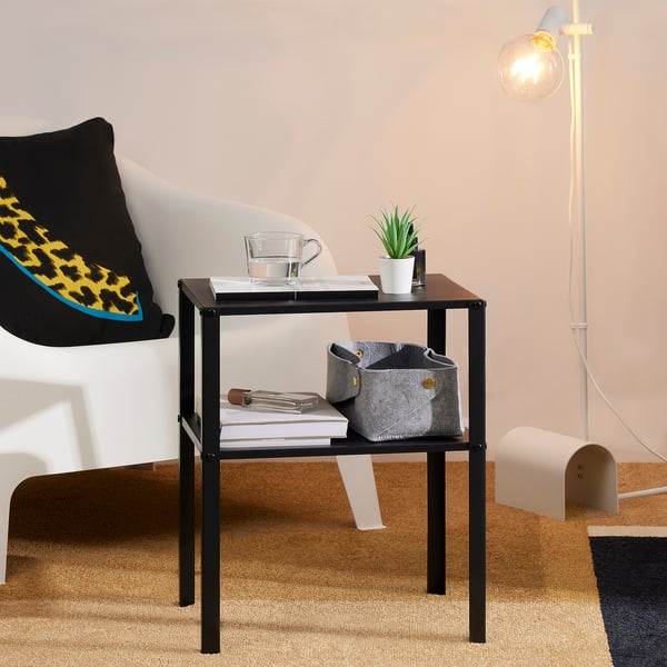 KNARREVIK طاولة سرير جانبية, أسود, 42x34x52 سم