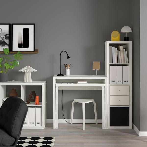 LÄNGDHOPP مكتب قابل للسحب, أبيض, 90x39/71 سم