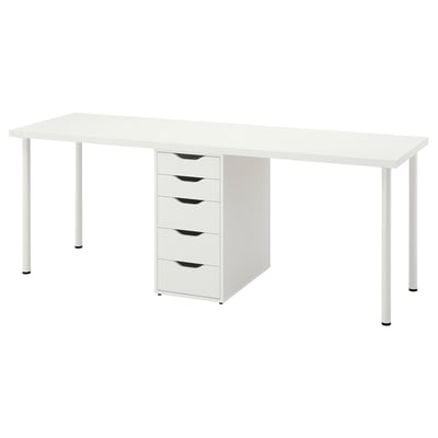 LAGKAPTEN / ALEX مكتب, أبيض, ‎200x60 سم‏
