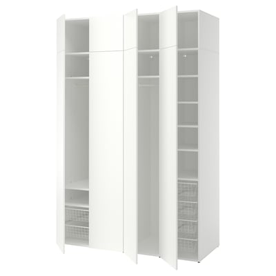 LASTARE تشكيلة دولاب ملابس., أبيض/مع وحدة لزيادة الارتفاع, ‎160x62x237 سم‏