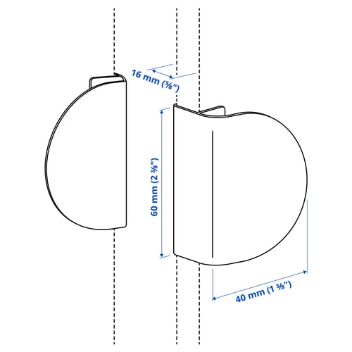 LATMASK يد بتعليق, أسود, 60 مم 2 قطعة