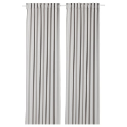 MAJGULL زوج ستائر عاتمة للغرفة, رمادي فاتح/مع شريط ستارة, 145x300 سم