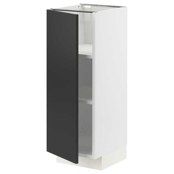 METOD خزانة قاعدة مع أرفف, أبيض/Nickebo فحمي مطفي, 30x37 سم