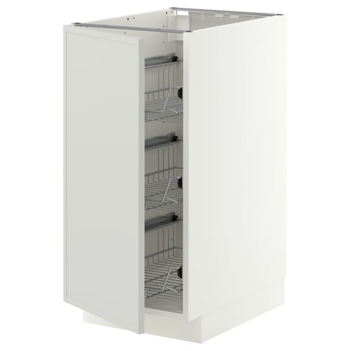 METOD خزانة قاعدة مع سلال سلكية, أبيض/Aspudden رمادي فاتح, 40x60 سم