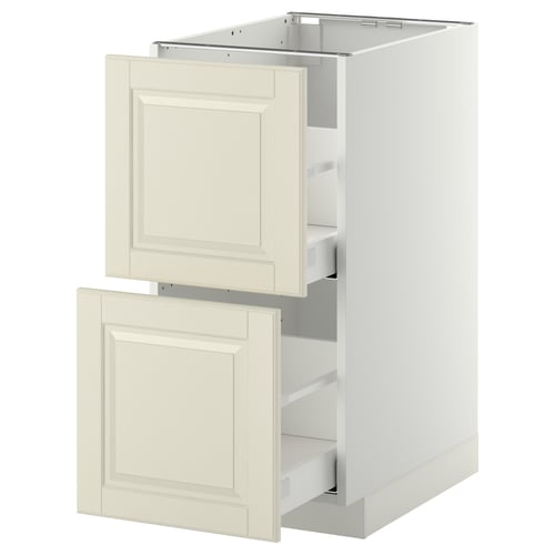 METOD / MAXIMERA خزانة قاعدة مع واجهتين/درجين علويين, أبيض/Bodbyn أبيض-عاجي, 40x60 سم