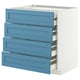 METOD / MAXIMERA خزانة قاعدة 4 واجهة/2منخفض/3وسط, أبيض/Lerhyttan أزرق, 80x60 سم