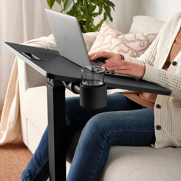 MITTZON طاولة لابتوب بعجلات, أسود, 66x50 سم