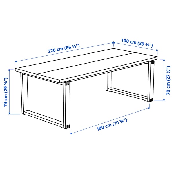 MÖRBYLÅNGA / TOSSBERG طاولة و 6 كراسي, قشرة سنديان بني/Gunnared رمادي غامق أسود, 220x100 سم